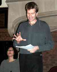 Charles Fernyhough reading, with Fadia Faqir, seated