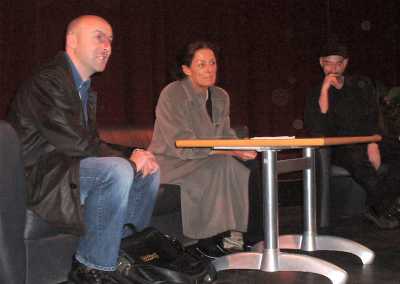 Christopher Brookmyre, Frances Fyfield and Chaz Brenchley on stage