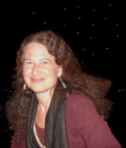 Jane Hirschfield with a backdrop of stars